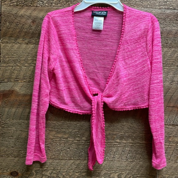 Freestyle Revolution Girls' Open Cardigan Tie Front Heathered Pink Size 10 NWT - Picture 2 of 14